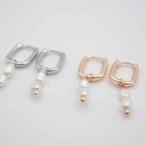 vierkante double pearl hoops