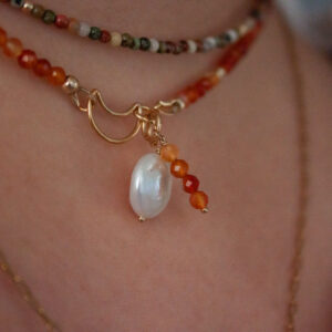 ketting rode agaat Goldfilled