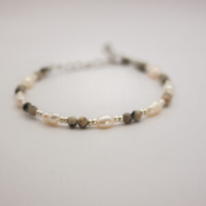 Pearl & Jaspis bracelet silver