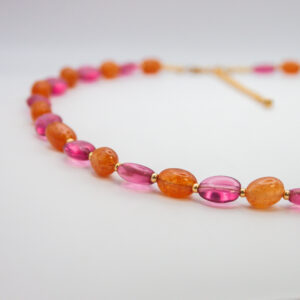 Ketting natuursteen oranje roze