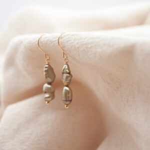 green pearl earrings